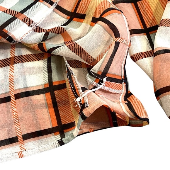 CAbi‎ Whist Faux Wrap Blouse Windowpane Print Balloon Sleeve Medium Style 6295 - Picture 7 of 11